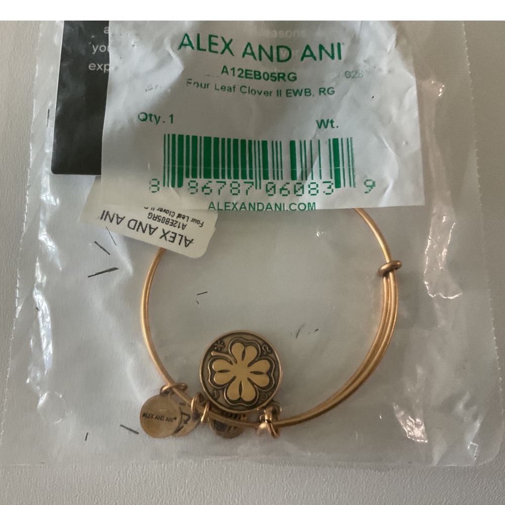 Alex and Ani Four Leaf Clover II Rose Gold Expandable Bangle Bracelet A12EB05RG - Picture 5 of 5